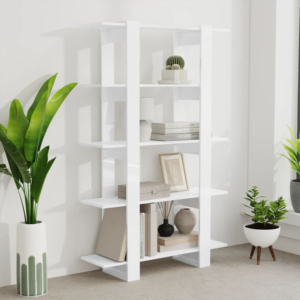 vidaXL Bibliotecă/Separator cameră, alb extralucios, 100x30x160 cm vidaXL Bibliotecă/Separator cameră, alb extralucios, 100x30x160 cm