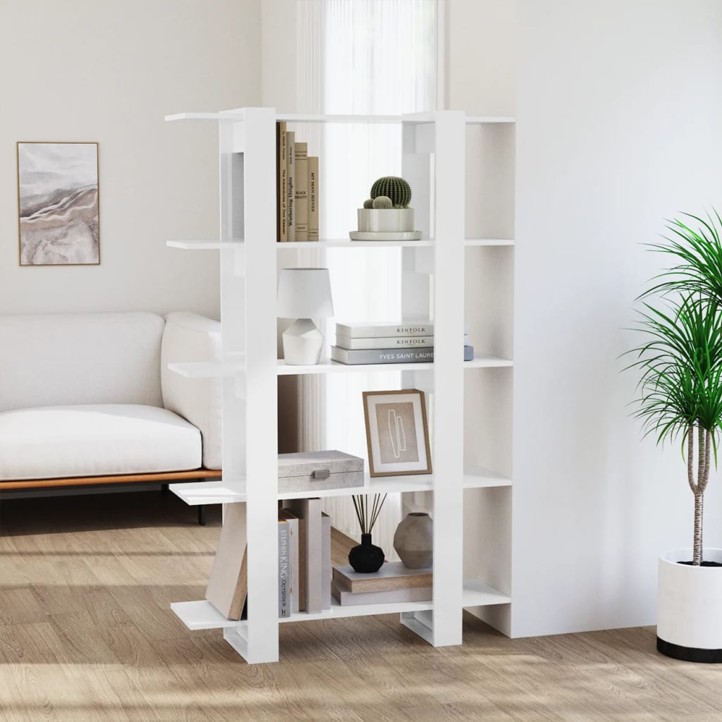 vidaXL Bibliotecă/Separator cameră, alb extralucios, 100x30x160 cm vidaXL Bibliotecă/Separator cameră, alb extralucios, 100x30x160 cm