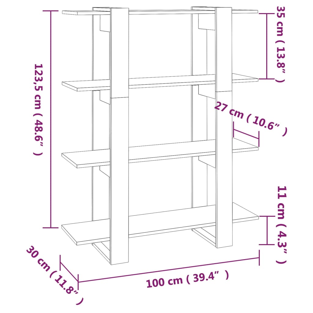 vidaXL Bibliotecă/Separator cameră, stejar sonoma, 100x30x123,5 cm vidaXL Bibliotecă/Separator cameră, stejar sonoma, 100x30x123,5 cm
