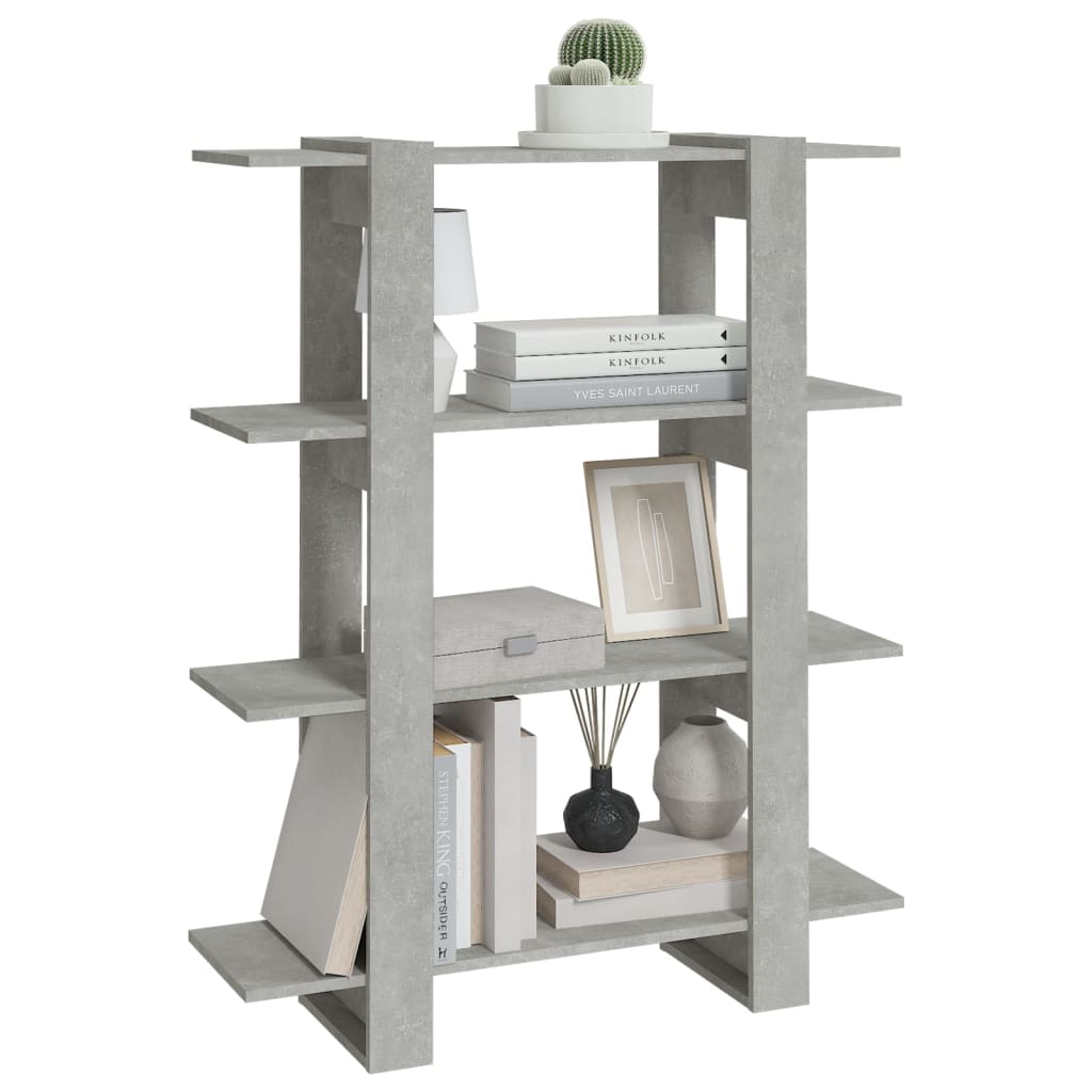 vidaXL Bibliotecă/Separator cameră, gri beton, 100x30x123,5 cm