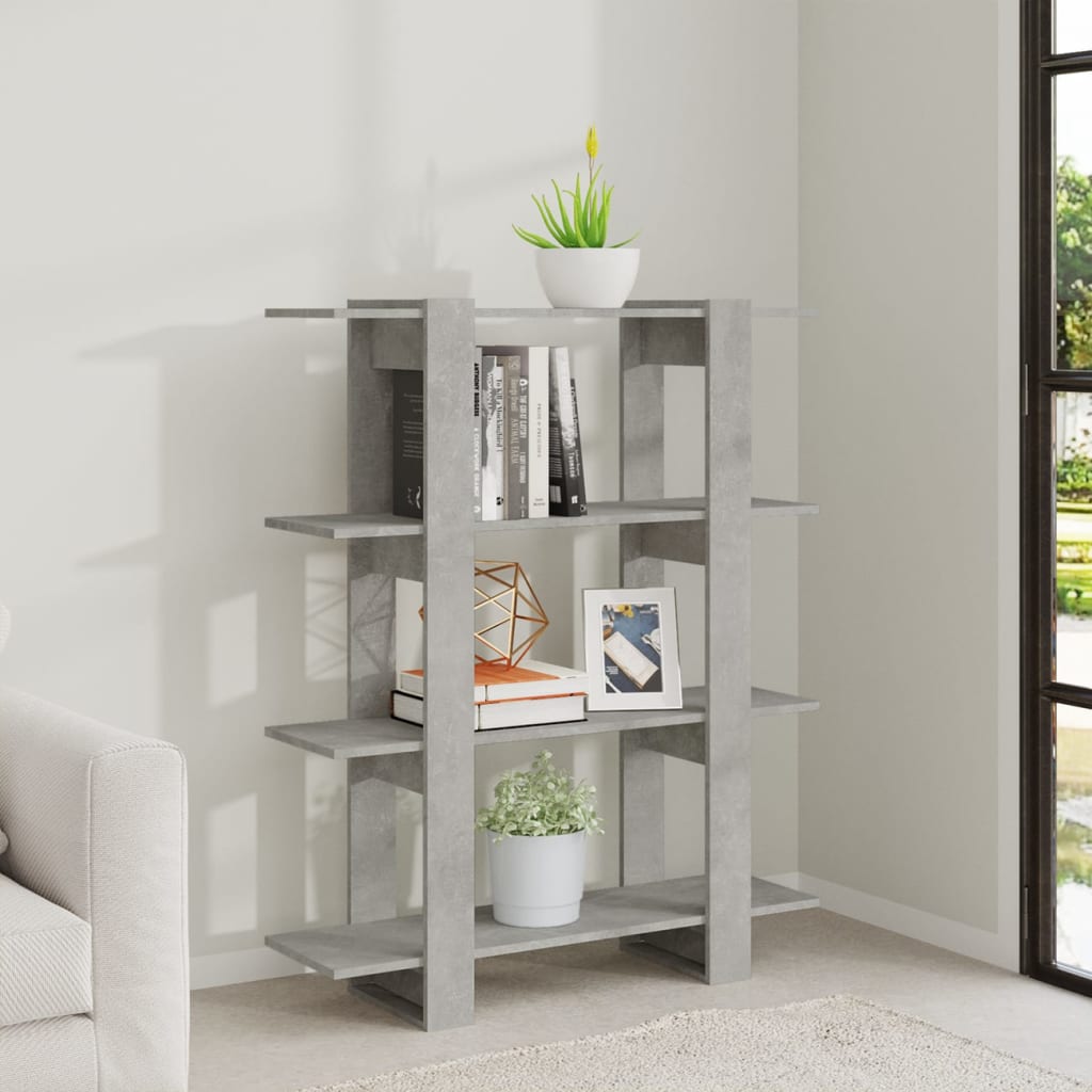 vidaXL Bibliotecă/Separator cameră, gri beton, 100x30x123,5 cm