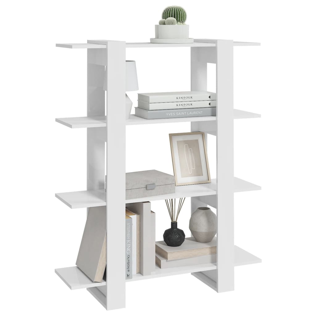 vidaXL Bibliotecă/Separator cameră, alb extralucios, 100x30x123,5 cm