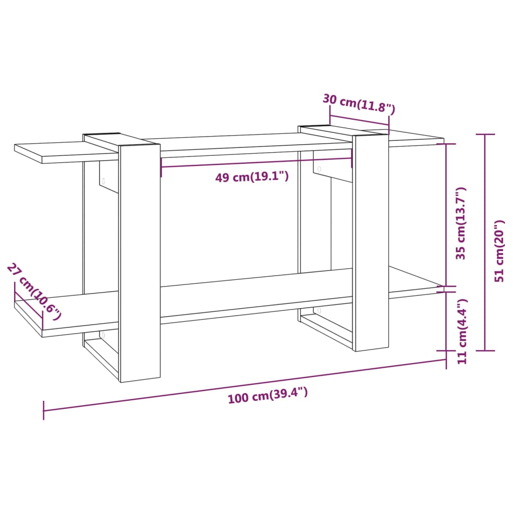 vidaXL Bibliotecă, alb, 100x30x51 cm, lemn compozit vidaXL Bibliotecă, alb, 100x30x51 cm, lemn compozit