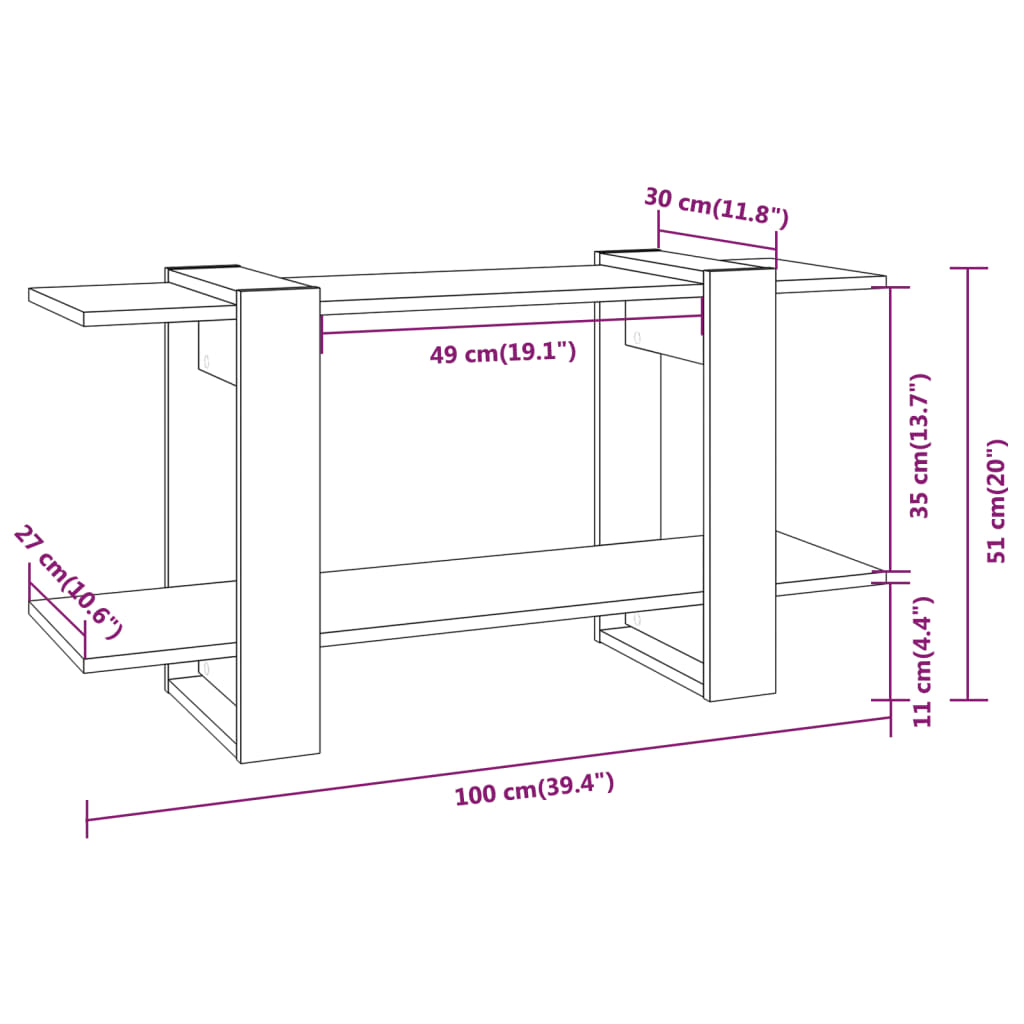 vidaXL Bibliotecă, gri beton, 100x30x51 cm, lemn compozit vidaXL Bibliotecă, gri beton, 100x30x51 cm, lemn compozit