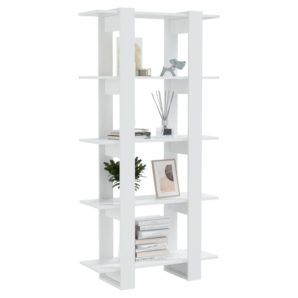 vidaXL Bibliotecă/Separator cameră, alb extralucios, 80x30x160 cm