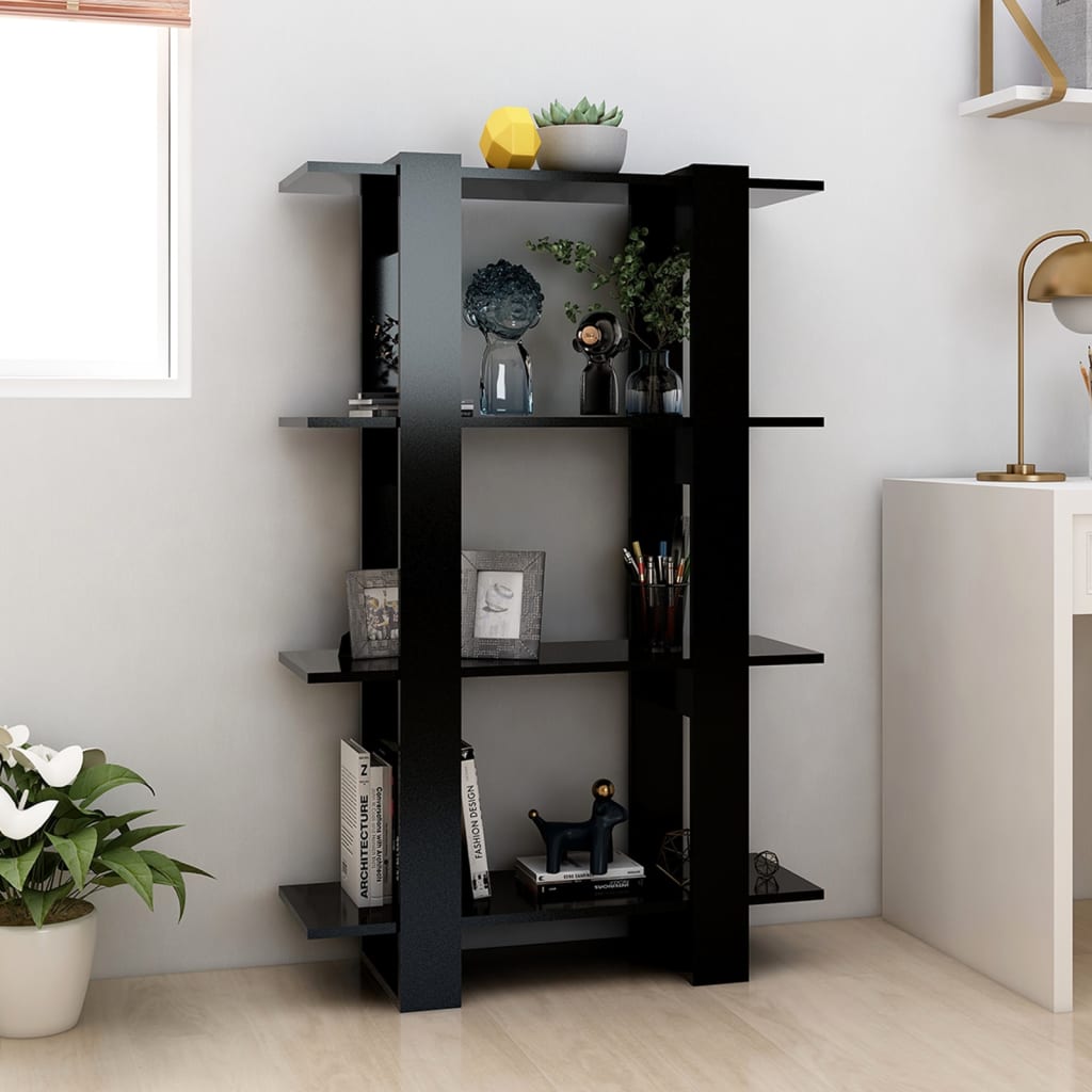 vidaXL Bibliotecă/Separator cameră, negru, 80x30x123,5 cm vidaXL Bibliotecă/Separator cameră, negru, 80x30x123,5 cm