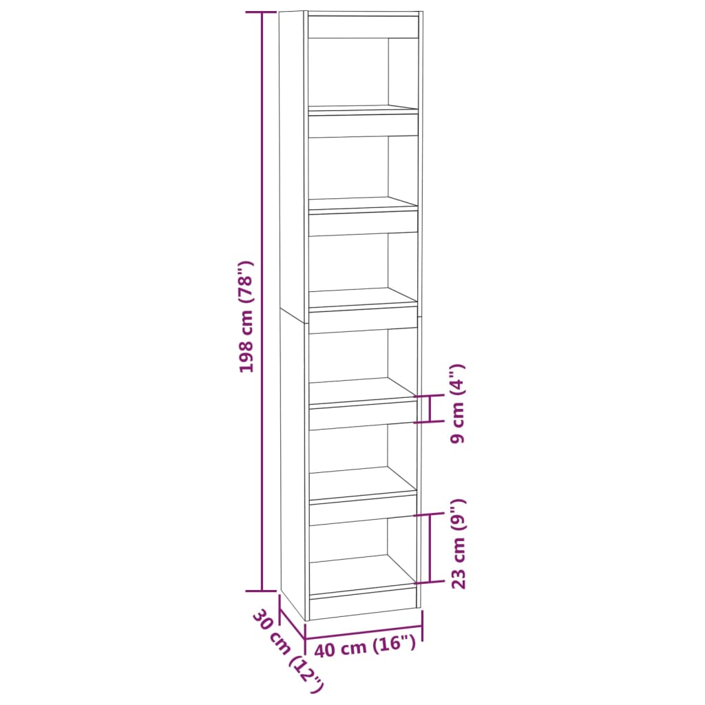 vidaXL Bibliotecă/Separator cameră, stejar sonoma, 40x30x198 cm vidaXL Bibliotecă/Separator cameră, stejar sonoma, 40x30x198 cm
