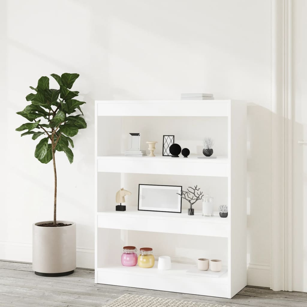 vidaXL Bibliotecă/Separator cameră, alb, 80x30x103 cm, lemn compozit vidaXL Bibliotecă/Separator cameră, alb, 80x30x103 cm, lemn compozit