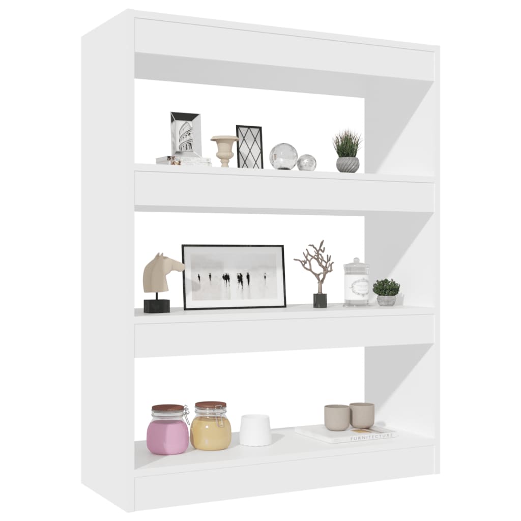 vidaXL Bibliotecă/Separator cameră, alb, 80x30x103 cm, lemn compozit vidaXL Bibliotecă/Separator cameră, alb, 80x30x103 cm, lemn compozit