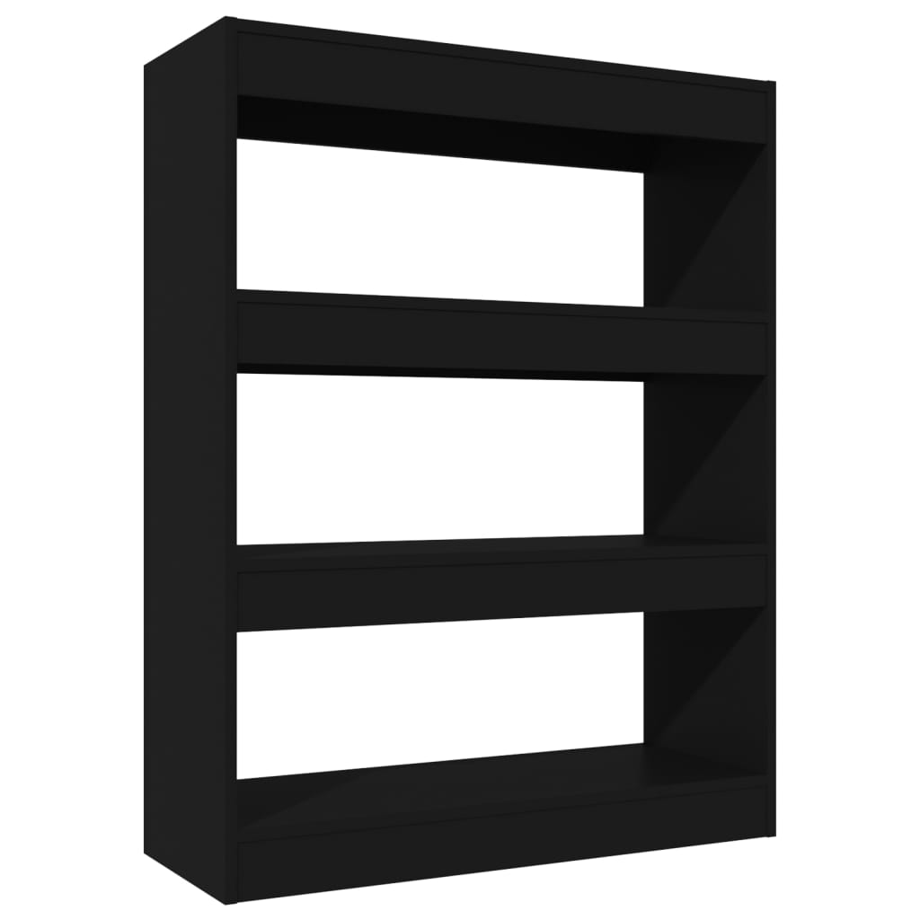 vidaXL Bibliotecă/Separator cameră, negru, 80x30x103 cm, lemn compozit vidaXL Bibliotecă/Separator cameră, negru, 80x30x103 cm, lemn compozit