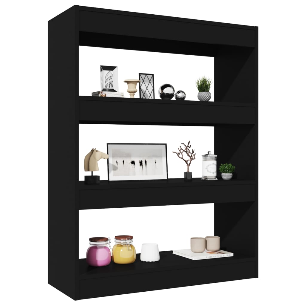vidaXL Bibliotecă/Separator cameră, negru, 80x30x103 cm, lemn compozit vidaXL Bibliotecă/Separator cameră, negru, 80x30x103 cm, lemn compozit