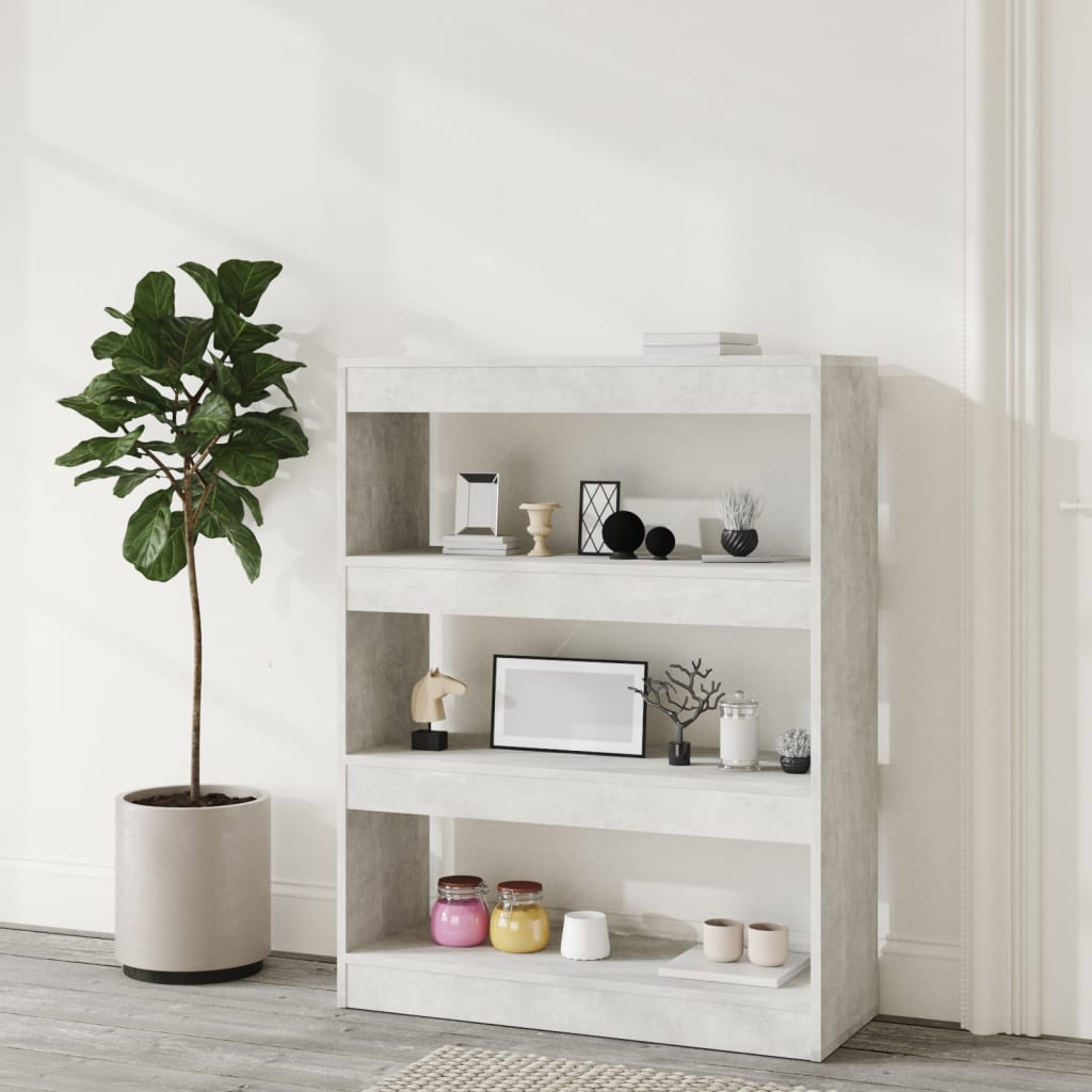 vidaXL Bibliotecă/Separator cameră gri beton 80x30x103cm lemn compozit