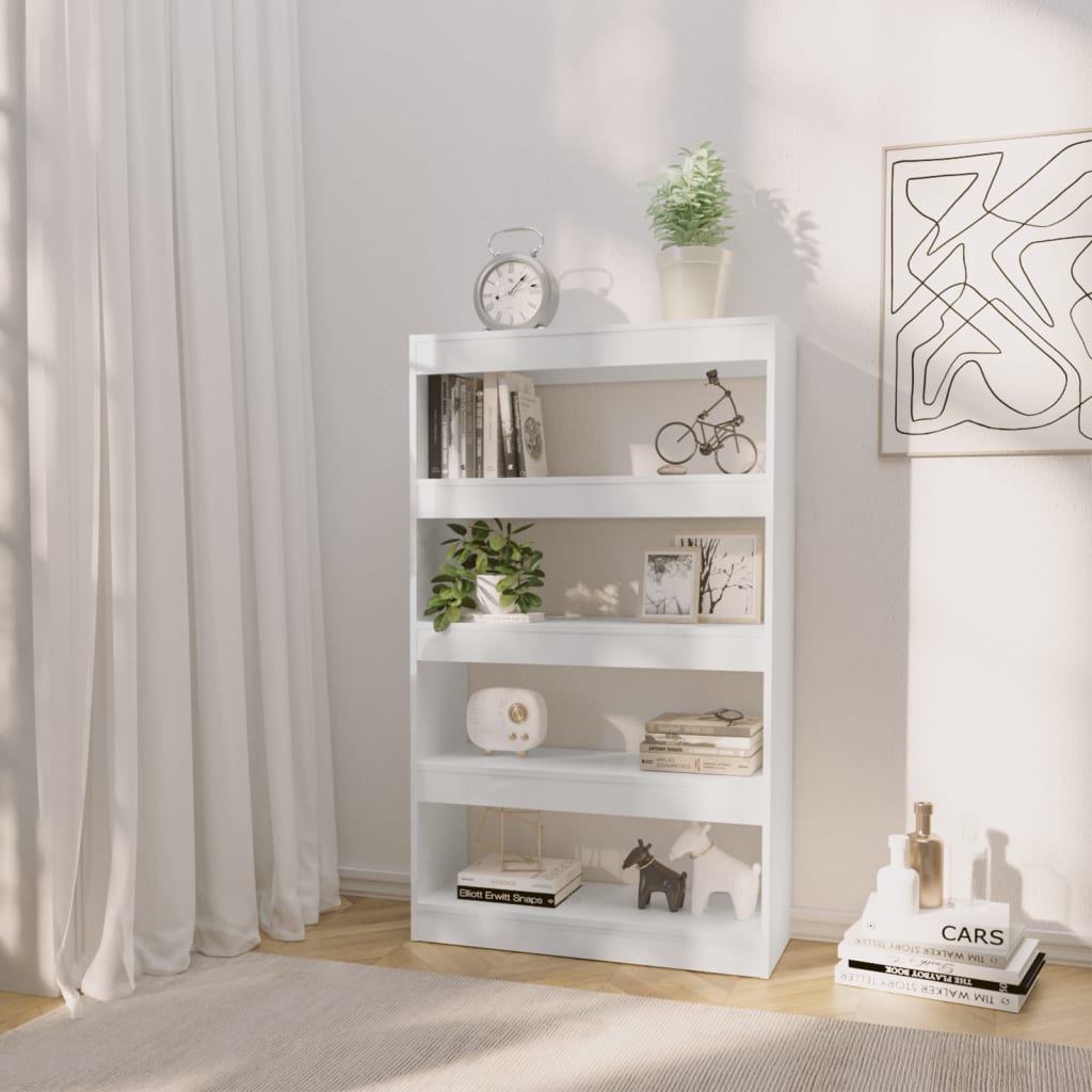 vidaXL Bibliotecă/Separator cameră, alb extralucios, 80x30x135 cm PAL