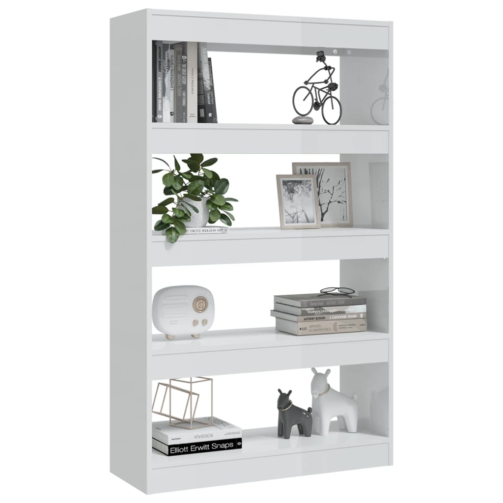 vidaXL Bibliotecă/Separator cameră, alb extralucios, 80x30x135 cm PAL
