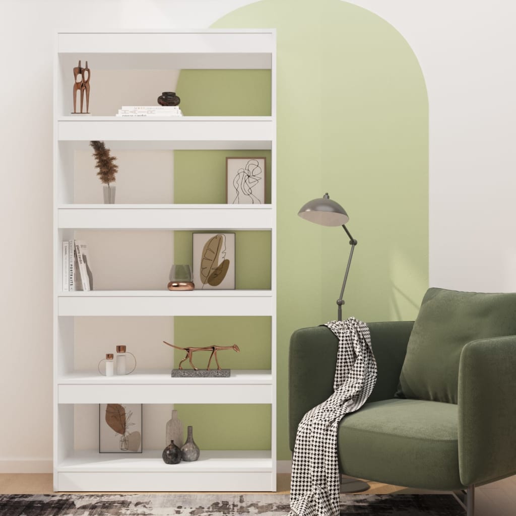 vidaXL Bibliotecă/Separator cameră, alb, 80x30x166 cm, PAL
