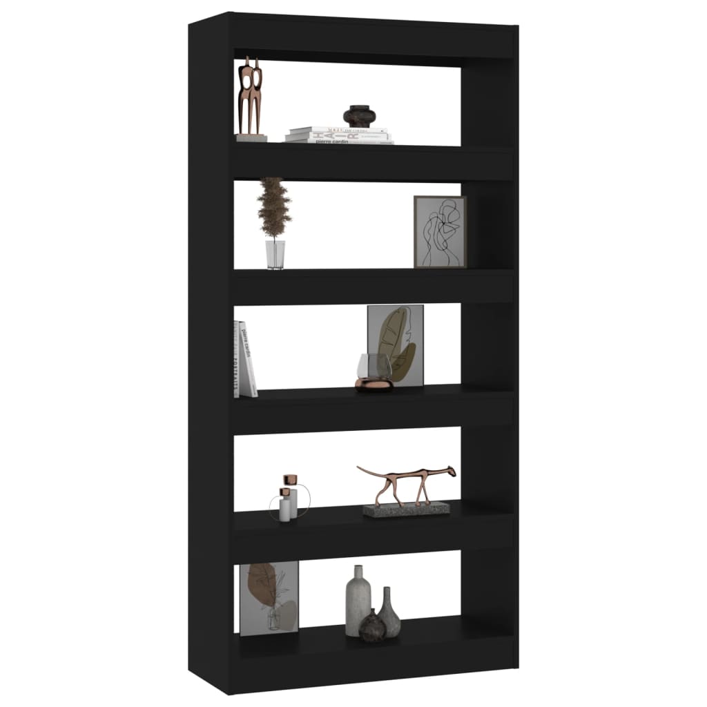 vidaXL Bibliotecă/Separator cameră, negru, 80x30x166 cm, PAL vidaXL Bibliotecă/Separator cameră, negru, 80x30x166 cm, PAL