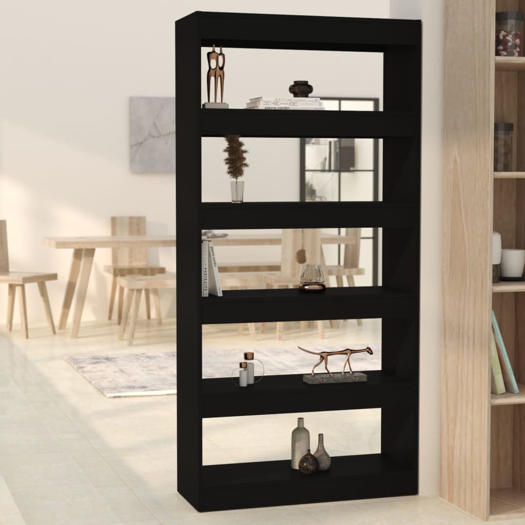 vidaXL Bibliotecă/Separator cameră, negru, 80x30x166 cm, PAL vidaXL Bibliotecă/Separator cameră, negru, 80x30x166 cm, PAL