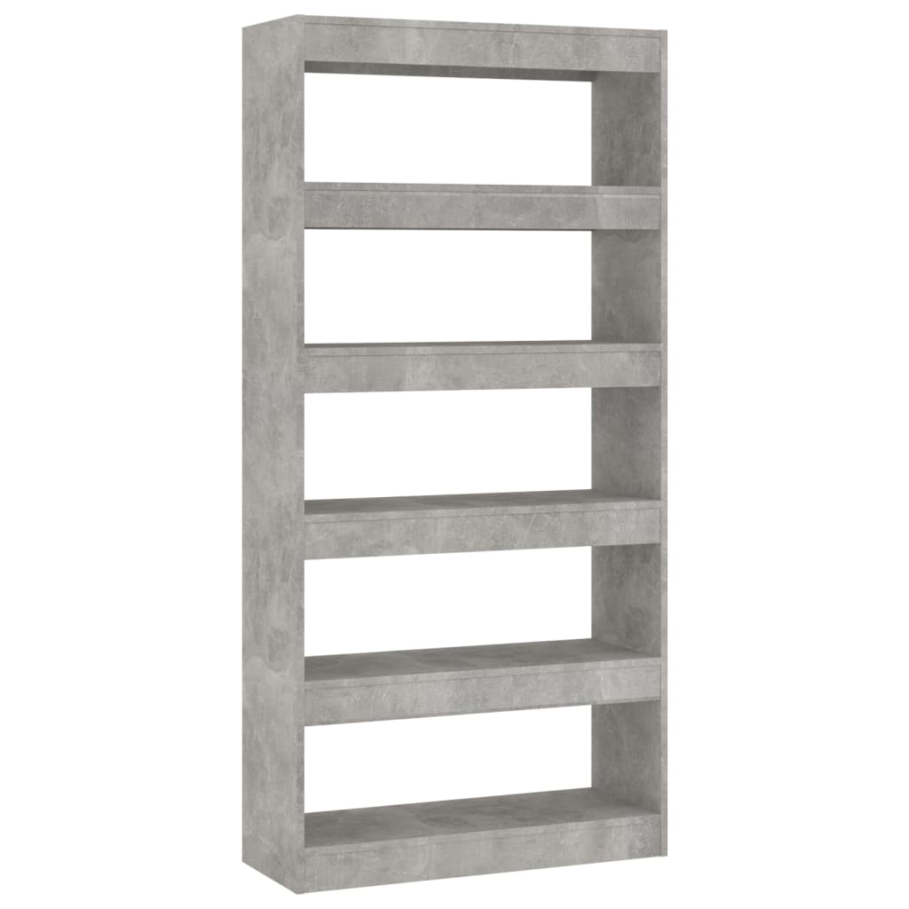 vidaXL Bibliotecă/Separator cameră, gri beton, 80x30x166 cm, PAL
