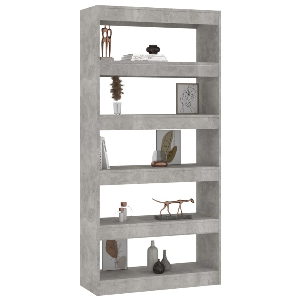vidaXL Bibliotecă/Separator cameră, gri beton, 80x30x166 cm, PAL
