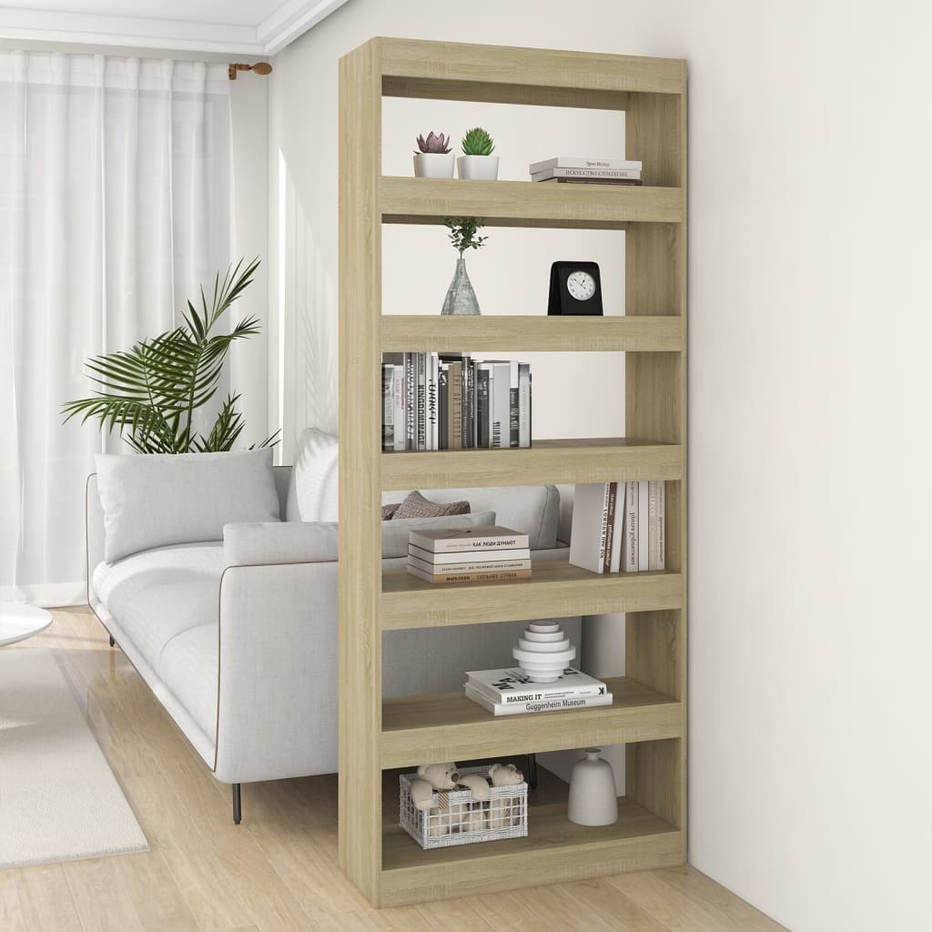 vidaXL Bibliotecă/Separator cameră, stejar sonoma, 80x30x198 cm, PAL vidaXL Bibliotecă/Separator cameră, stejar sonoma, 80x30x198 cm, PAL