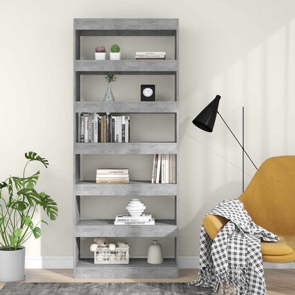 vidaXL Bibliotecă/Separator cameră, gri beton, 80x30x198 cm, PAL vidaXL Bibliotecă/Separator cameră, gri beton, 80x30x198 cm, PAL