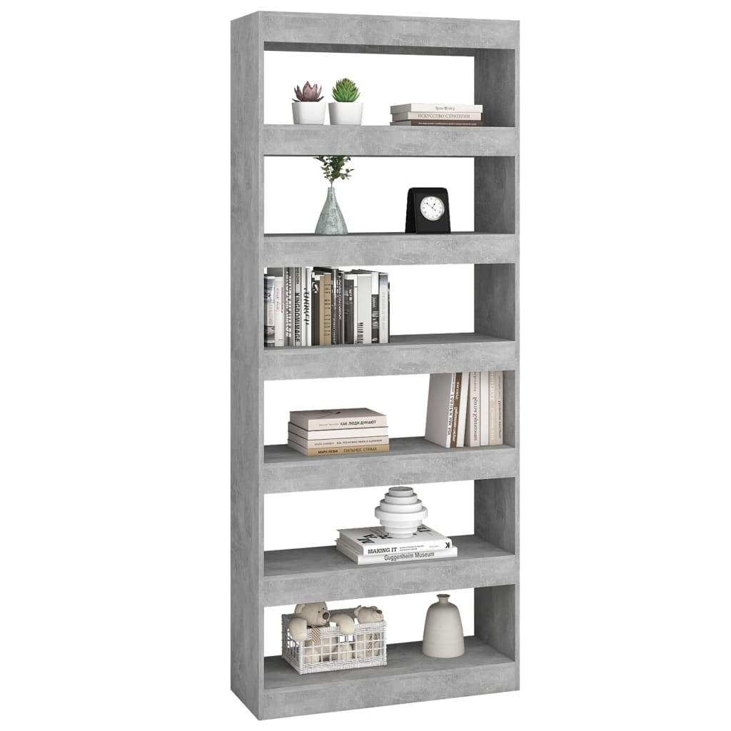 vidaXL Bibliotecă/Separator cameră, gri beton, 80x30x198 cm, PAL vidaXL Bibliotecă/Separator cameră, gri beton, 80x30x198 cm, PAL