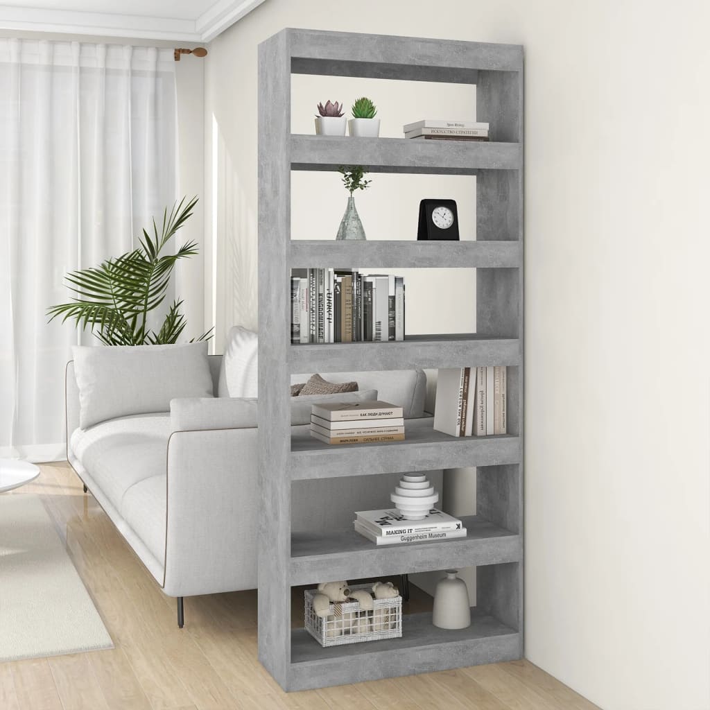 vidaXL Bibliotecă/Separator cameră, gri beton, 80x30x198 cm, PAL vidaXL Bibliotecă/Separator cameră, gri beton, 80x30x198 cm, PAL