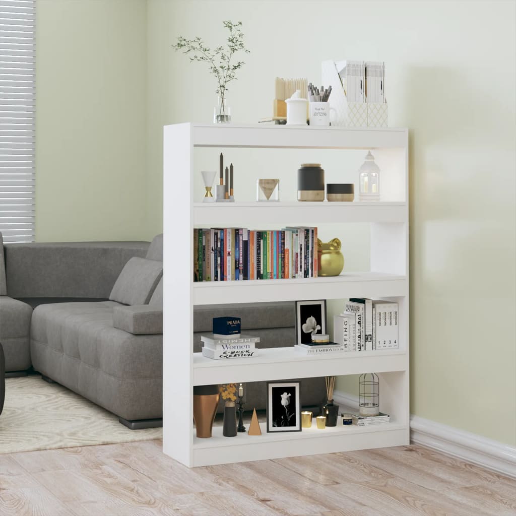 vidaXL Bibliotecă/Separator cameră, alb extralucios, 100x30x135 cm vidaXL Bibliotecă/Separator cameră, alb extralucios, 100x30x135 cm