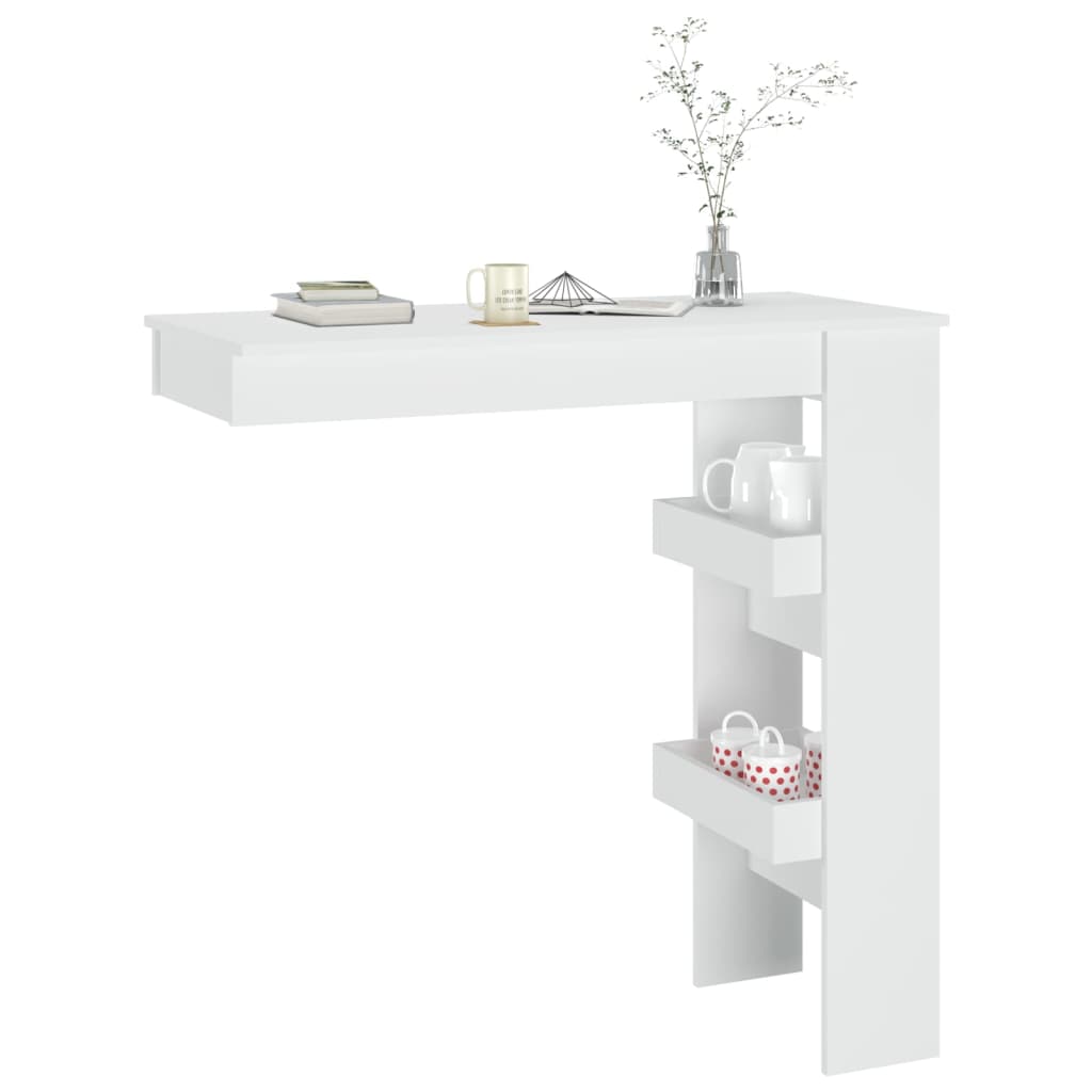 vidaXL Masă bar de perete, alb, 102x45x103,5 cm, lemn compozit vidaXL Masă bar de perete, alb, 102x45x103,5 cm, lemn compozit