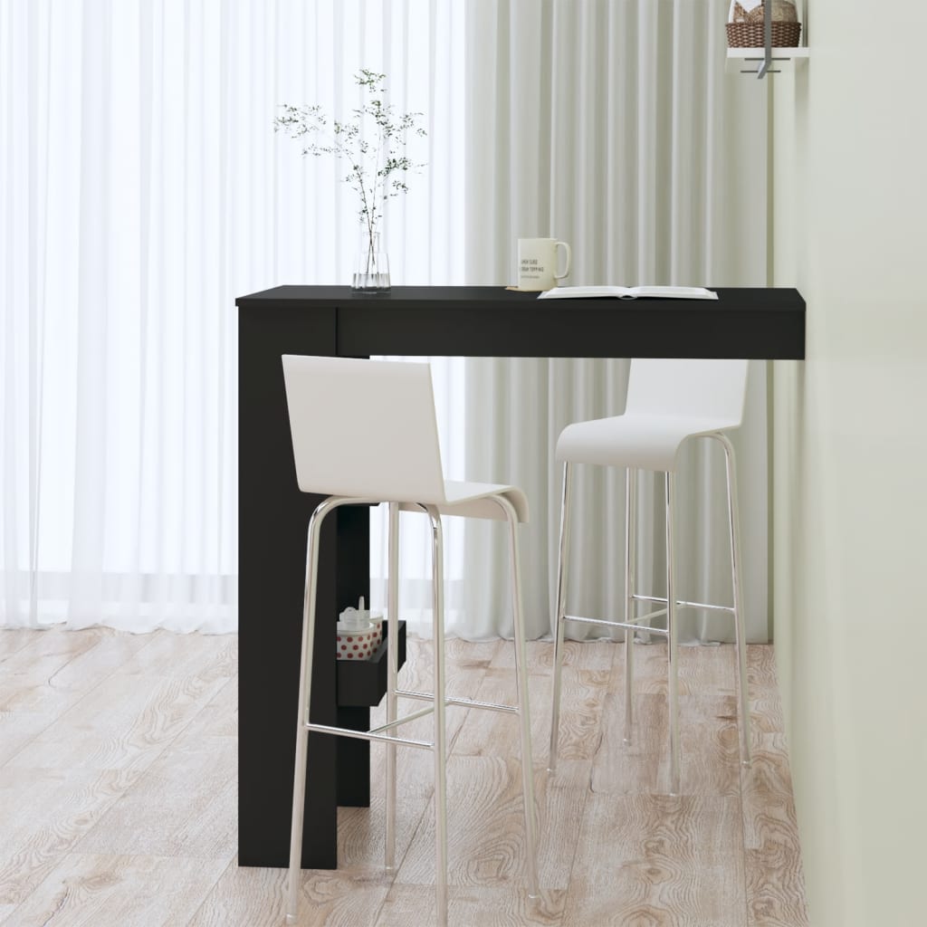 vidaXL Masă bar de perete, negru, 102x45x103,5 cm, lemn compozit