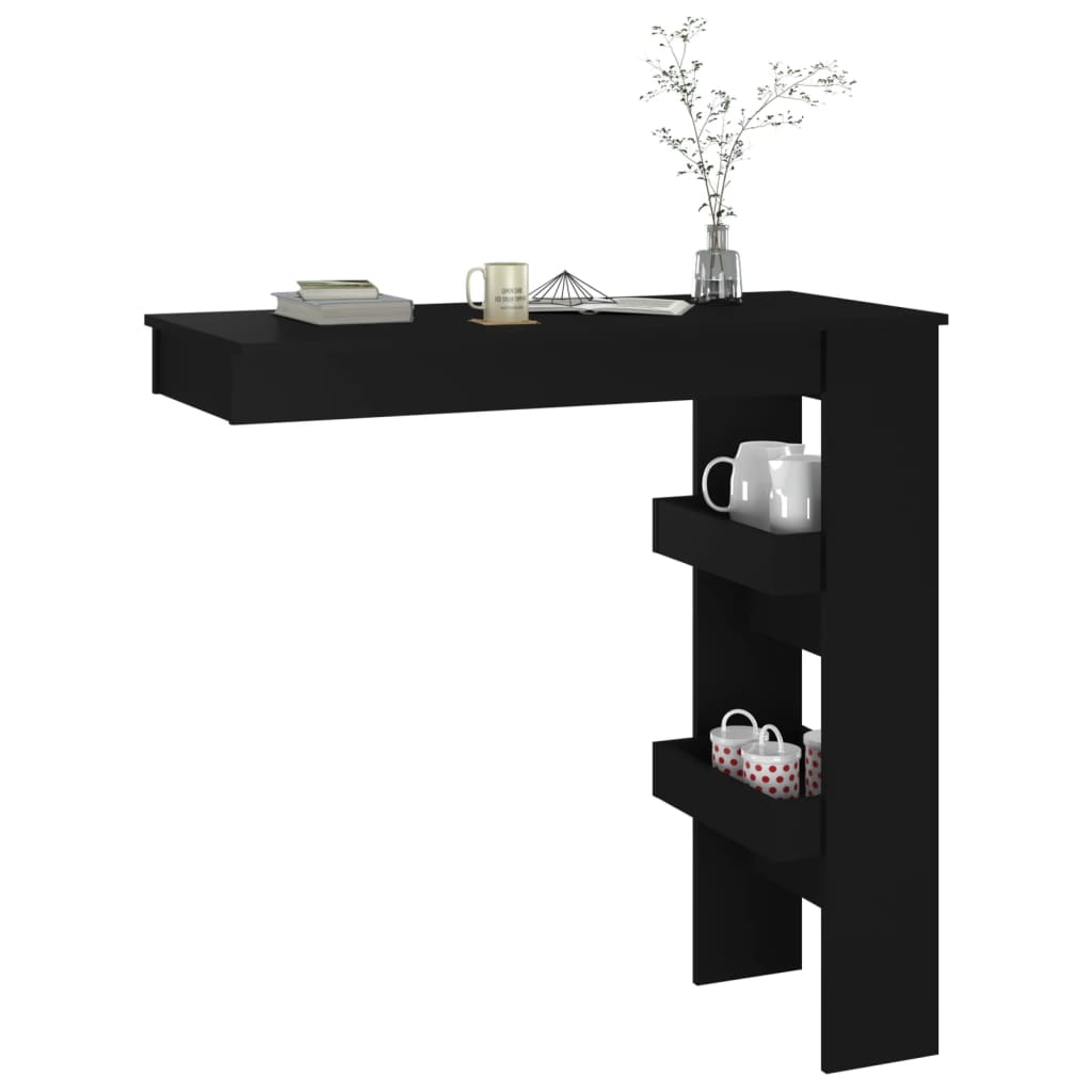 vidaXL Masă bar de perete, negru, 102x45x103,5 cm, lemn compozit