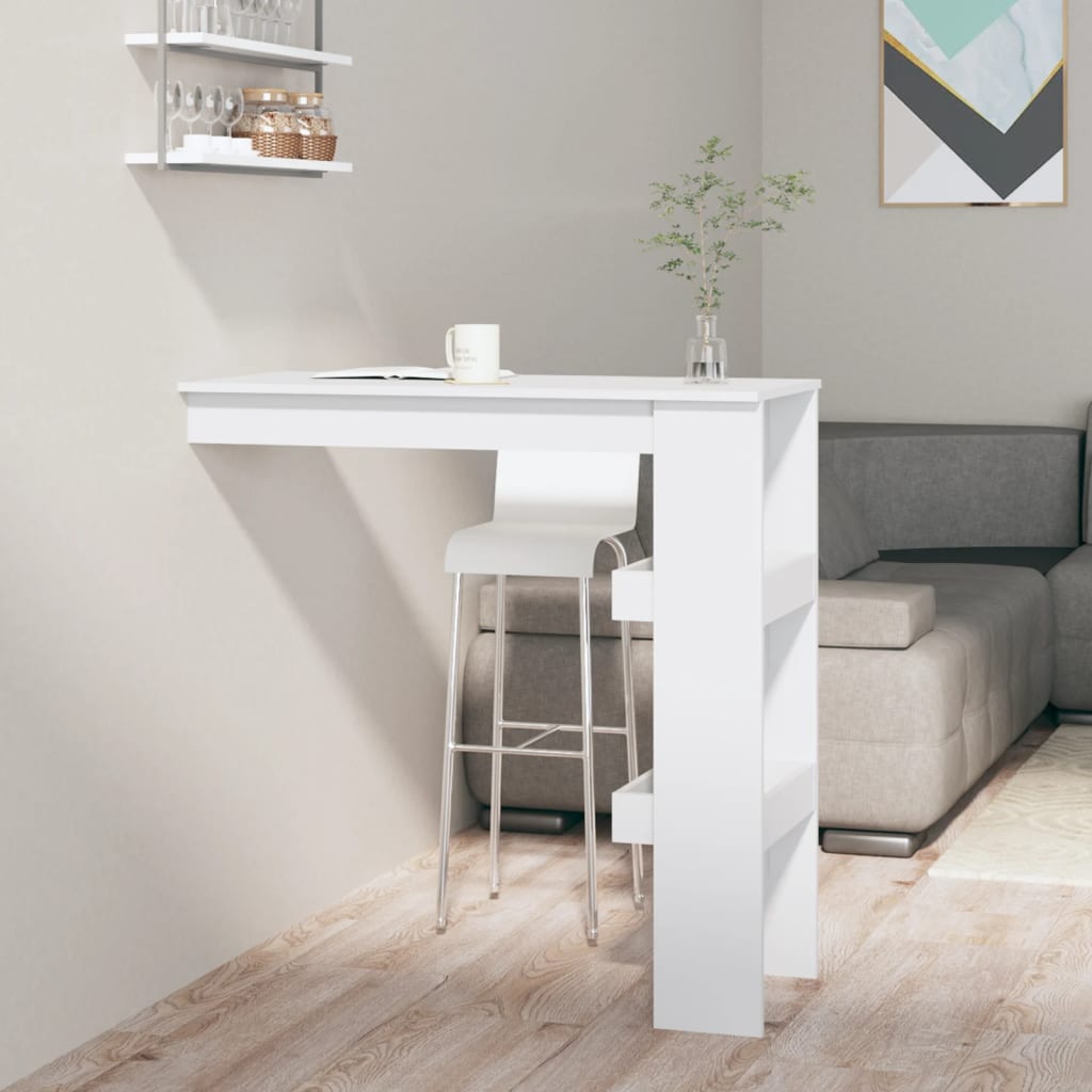 vidaXL Masă bar de perete alb extralucios 102x45x103,5cm lemn compozit vidaXL Masă bar de perete alb extralucios 102x45x103,5cm lemn compozit