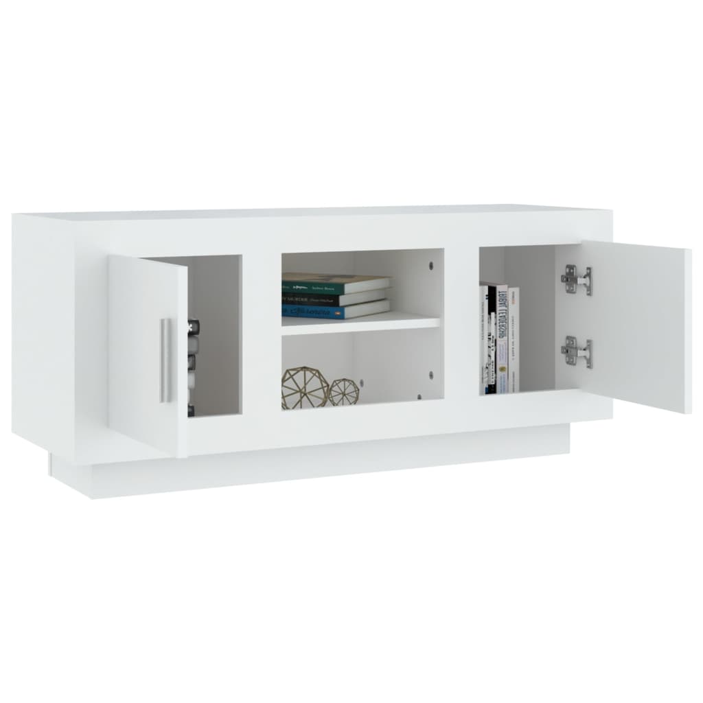 vidaXL Comodă TV, alb, 102x35x45 cm, lemn prelucrat