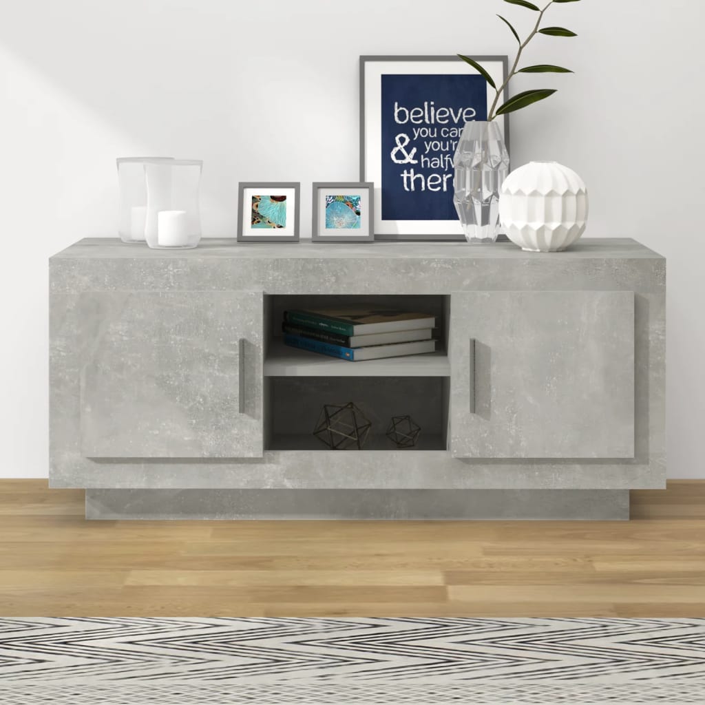 vidaXL Comodă TV, gri beton, 102x35x45 cm, lemn prelucrat vidaXL Comodă TV, gri beton, 102x35x45 cm, lemn prelucrat