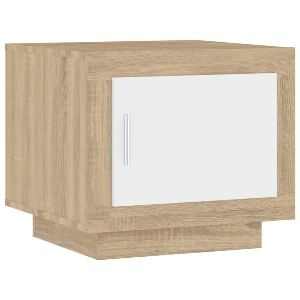 vidaXL Măsuță de cafea alb și stejar sonoma 51x50x45 cm lemn prelucrat vidaXL Măsuță de cafea alb și stejar sonoma 51x50x45 cm lemn prelucrat