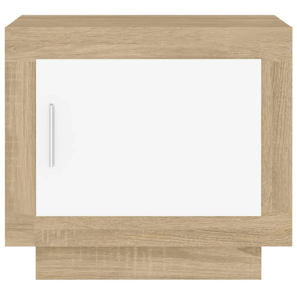vidaXL Măsuță de cafea alb și stejar sonoma 51x50x45 cm lemn prelucrat vidaXL Măsuță de cafea alb și stejar sonoma 51x50x45 cm lemn prelucrat