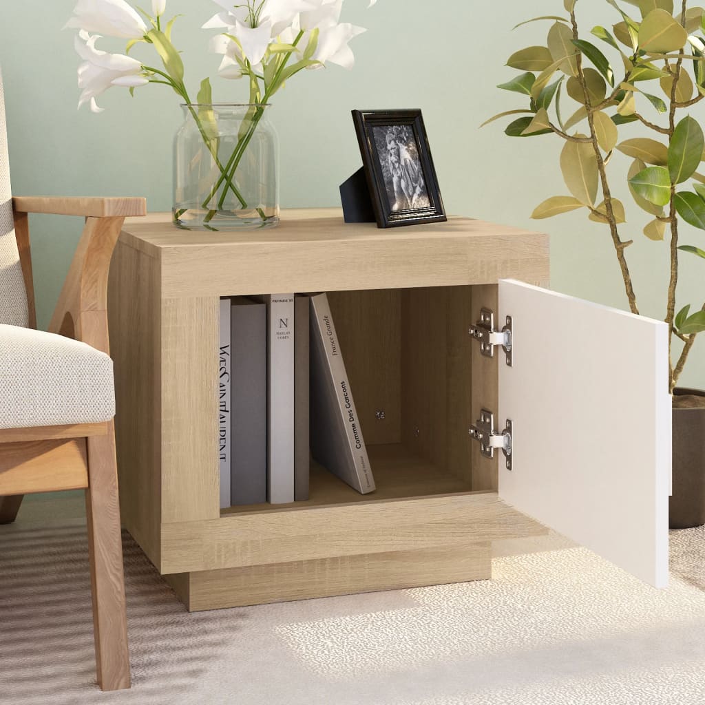 vidaXL Măsuță de cafea alb și stejar sonoma 51x50x45 cm lemn prelucrat vidaXL Măsuță de cafea alb și stejar sonoma 51x50x45 cm lemn prelucrat