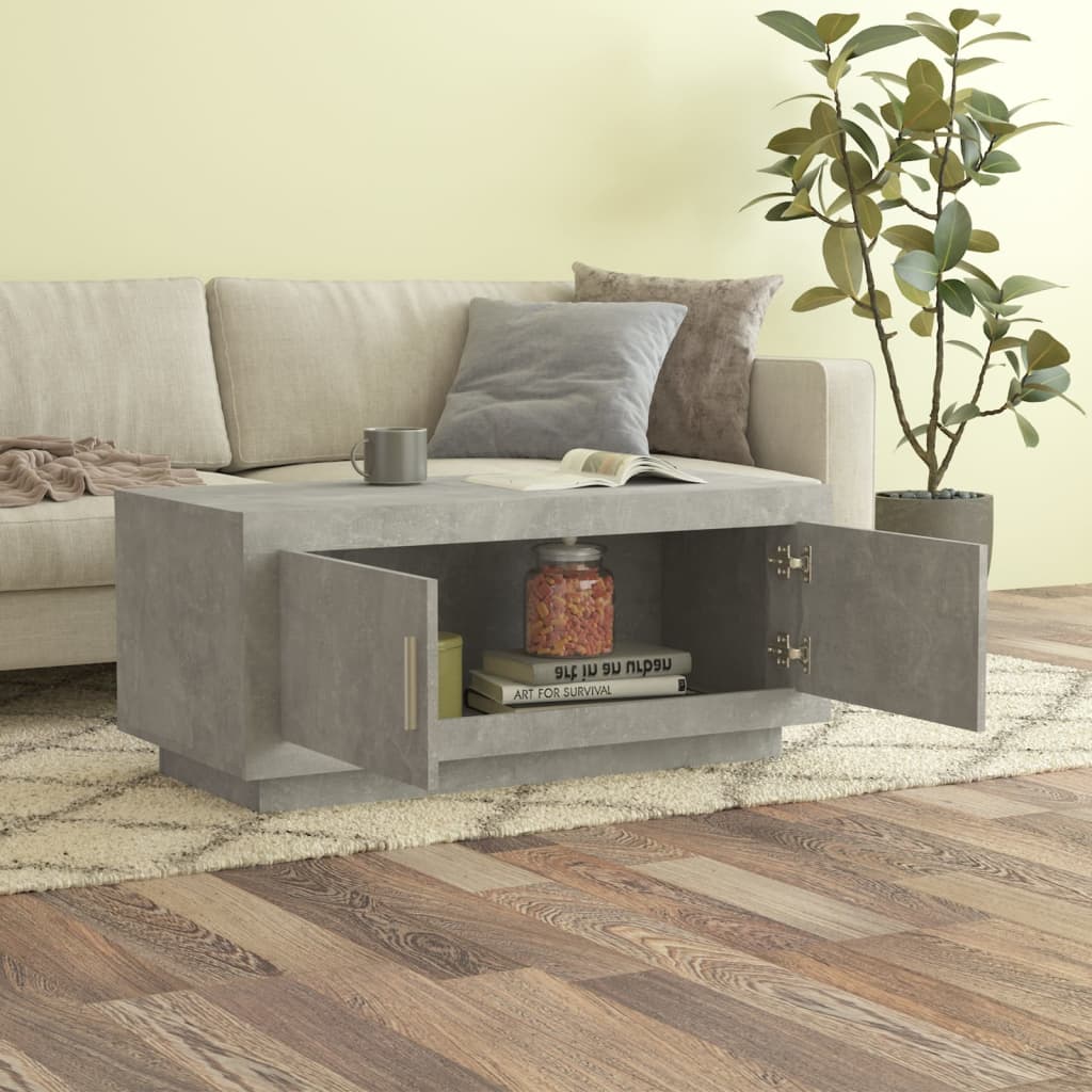 vidaXL Măsuță de cafea, gri beton, 102x50x45 cm, lemn prelucrat