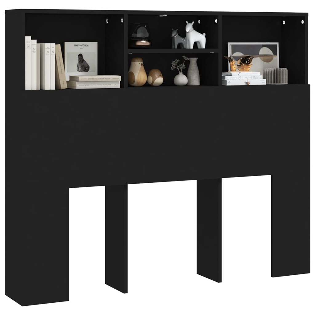 vidaXL Tăblie de pat cu dulap, negru, 120x19x103,5 cm vidaXL Tăblie de pat cu dulap, negru, 120x19x103,5 cm