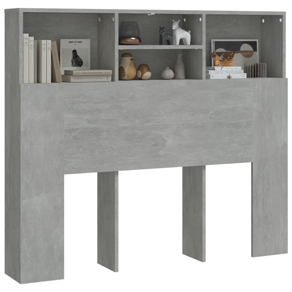 vidaXL Tăblie de pat cu dulap, gri beton, 120x19x103,5 cm vidaXL Tăblie de pat cu dulap, gri beton, 120x19x103,5 cm