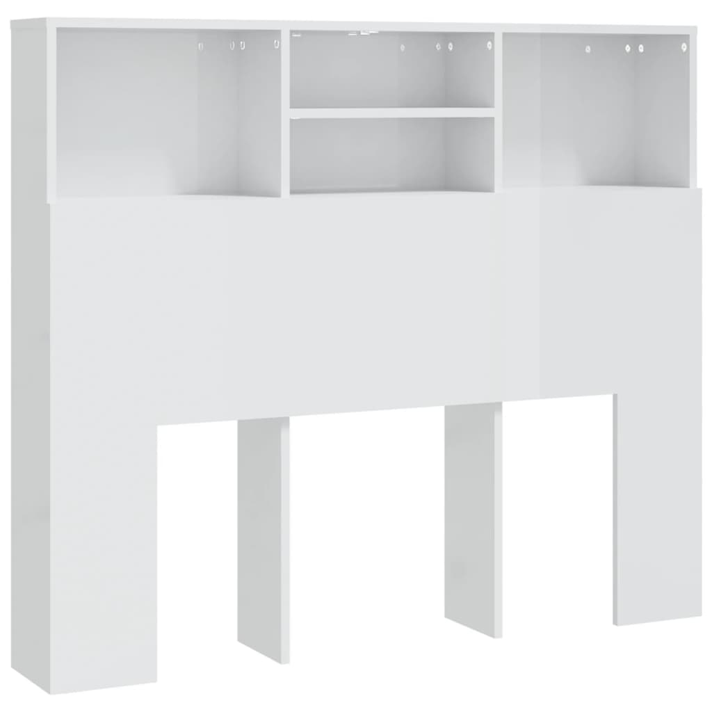 vidaXL Tăblie de pat cu dulap, alb extralucios, 120x19x103,5 cm