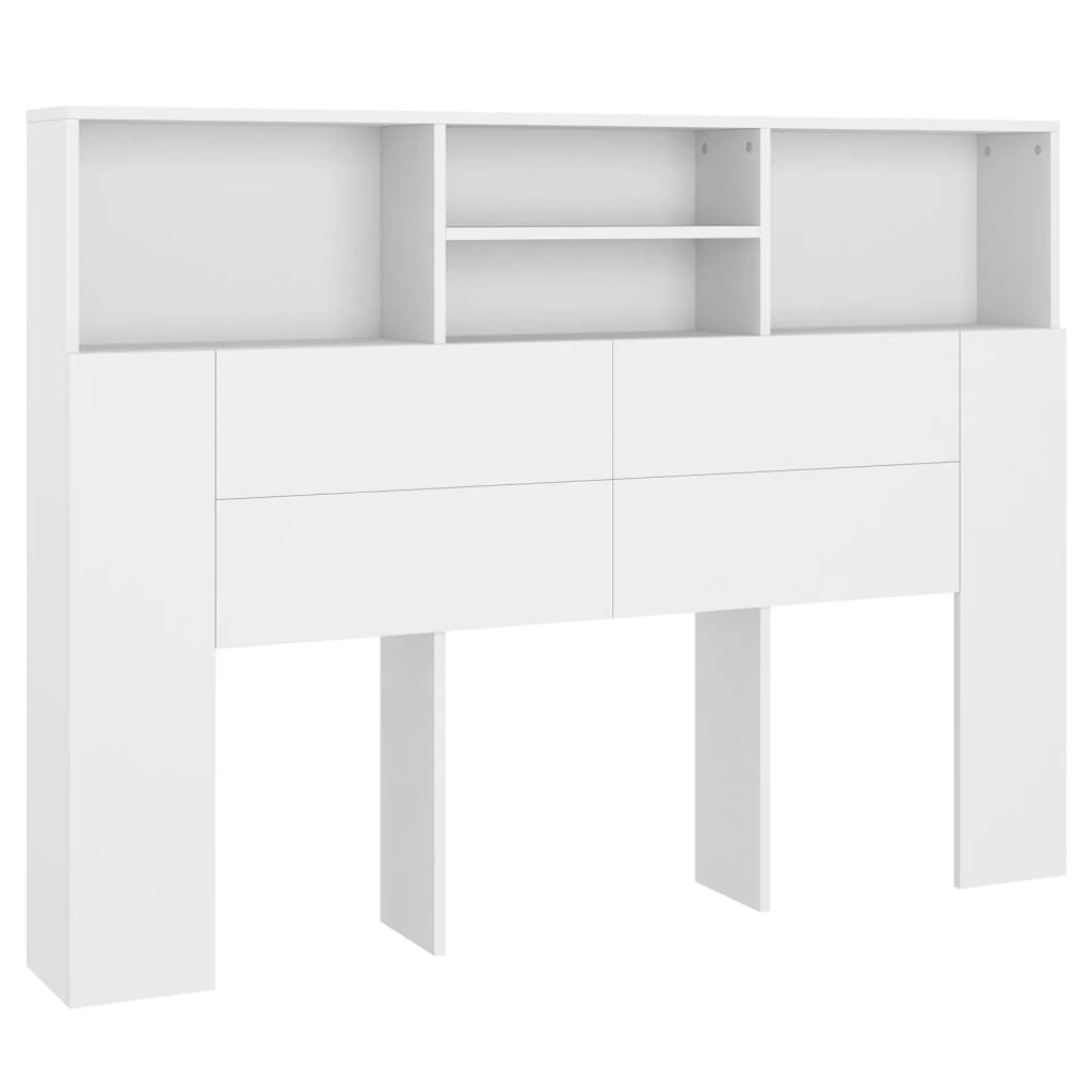 vidaXL Tăblie de pat cu dulap, alb, 140x19x103,5 cm