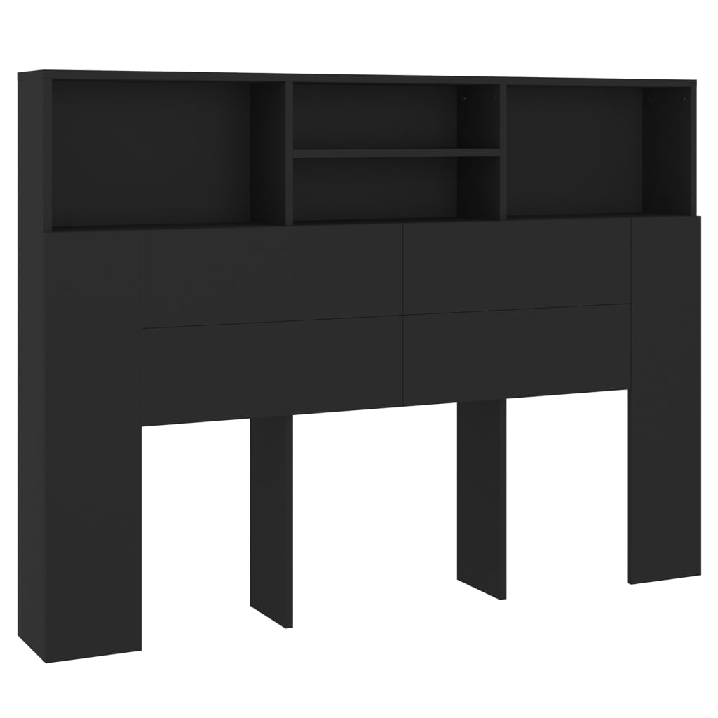 vidaXL Tăblie de pat cu dulap, negru, 140x19x103,5 cm vidaXL Tăblie de pat cu dulap, negru, 140x19x103,5 cm