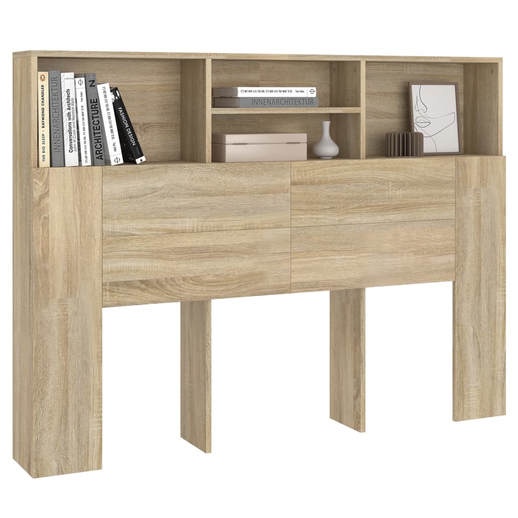 vidaXL Tăblie de pat cu dulap, stejar sonoma, 140x19x103,5 cm vidaXL Tăblie de pat cu dulap, stejar sonoma, 140x19x103,5 cm