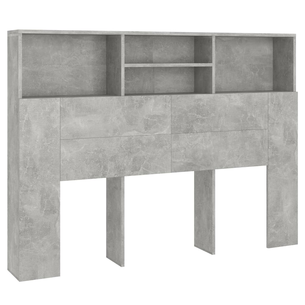 vidaXL Tăblie de pat cu dulap, gri beton, 140x19x103,5 cm vidaXL Tăblie de pat cu dulap, gri beton, 140x19x103,5 cm
