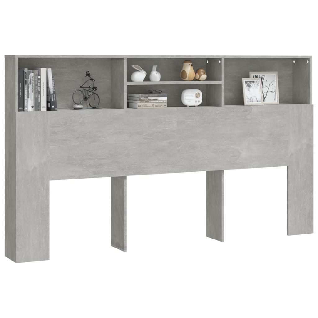 vidaXL Tăblie de pat cu dulap, gri beton, 180x19x103,5 cm vidaXL Tăblie de pat cu dulap, gri beton, 180x19x103,5 cm