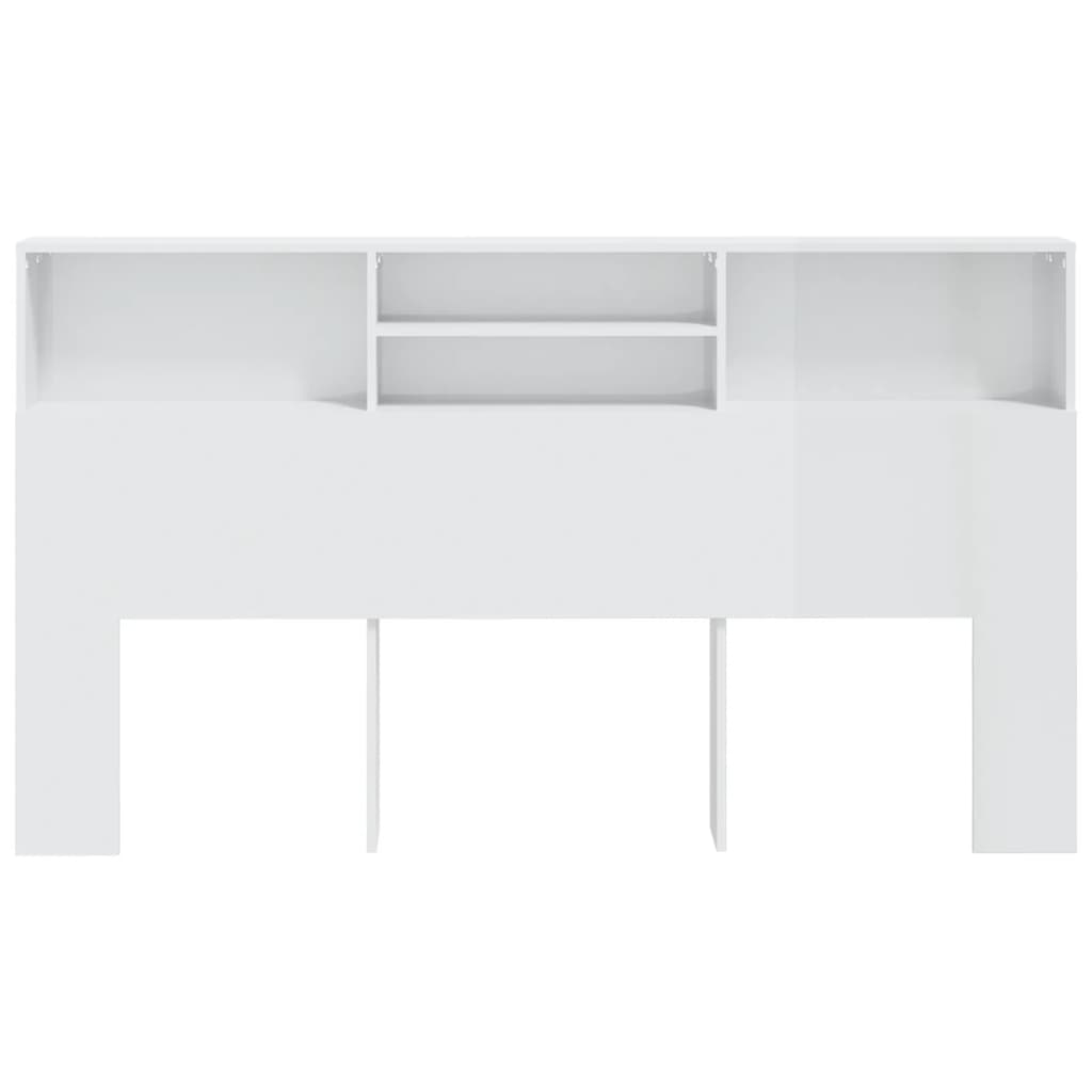 vidaXL Tăblie de pat cu dulap, alb extralucios, 180x19x103,5 cm vidaXL Tăblie de pat cu dulap, alb extralucios, 180x19x103,5 cm