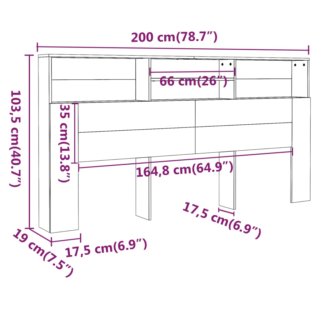 vidaXL Dulap tăblie, gri beton, 200x19x103,5 cm vidaXL Dulap tăblie, gri beton, 200x19x103,5 cm