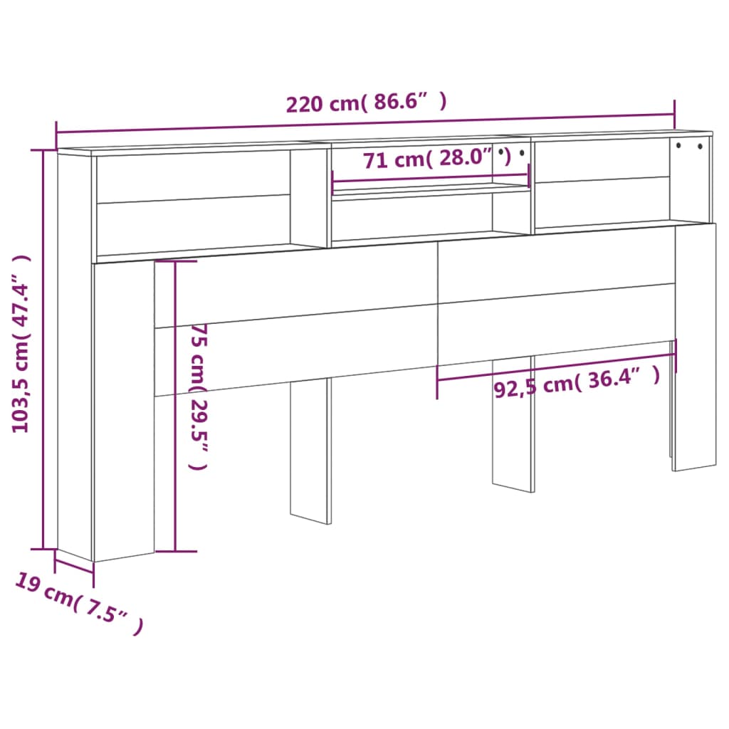 vidaXL Dulap tăblie, alb, 220x19x103,5 cm vidaXL Dulap tăblie, alb, 220x19x103,5 cm