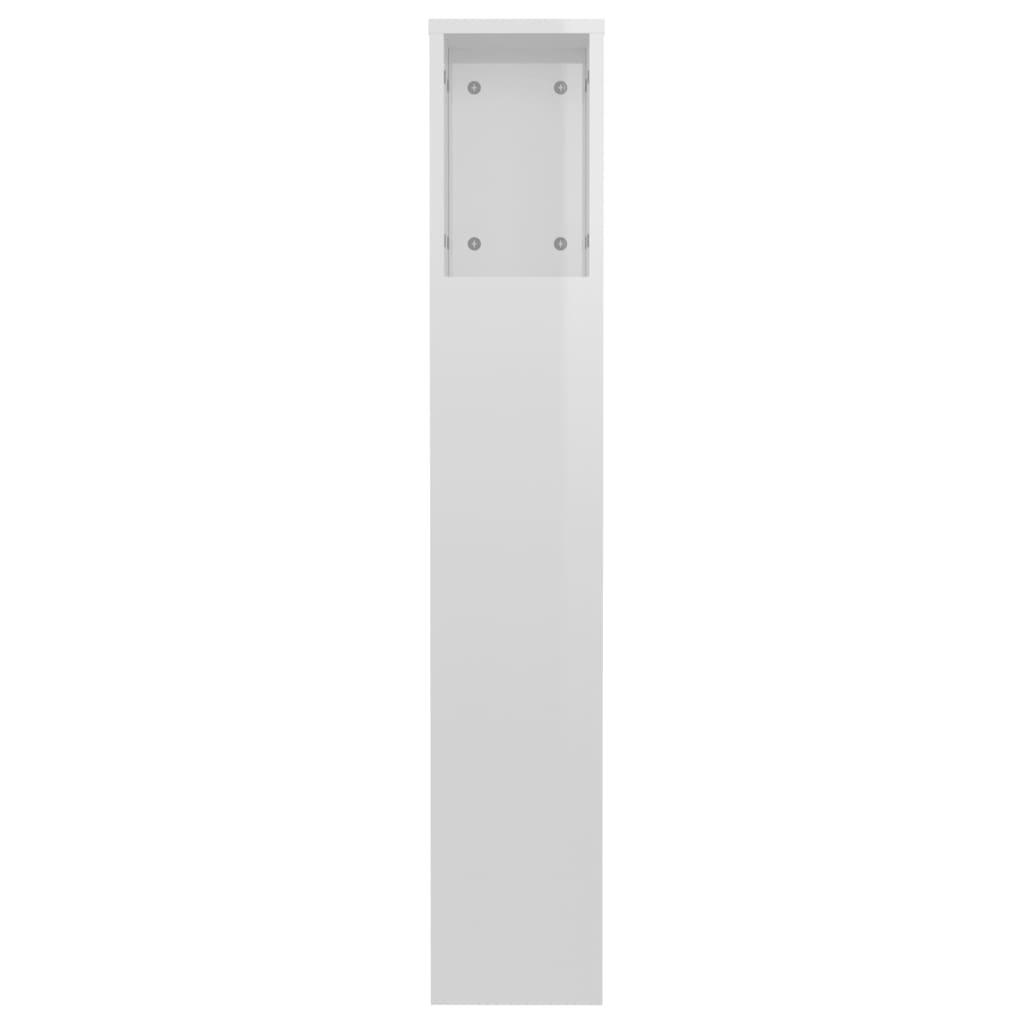 vidaXL Tăblie de pat cu dulap, alb extralucios, 120x18,5x102,5 cm vidaXL Tăblie de pat cu dulap, alb extralucios, 120x18,5x102,5 cm